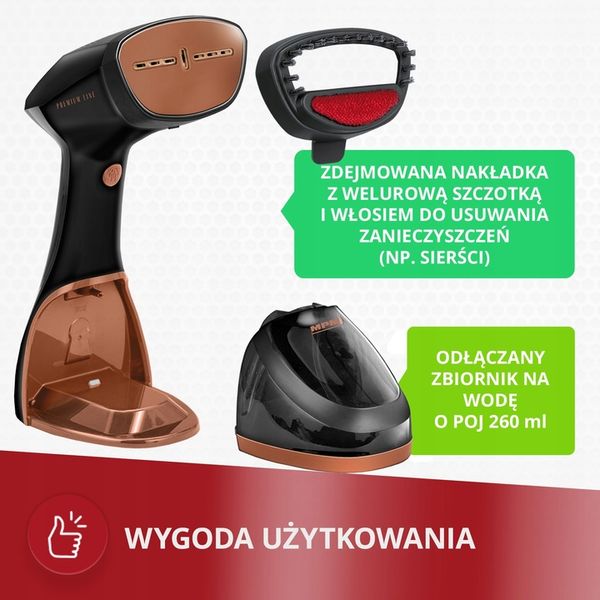 Parownica do ubrań żelazko parowe duża moc 2000W czarna MPM MZP-03 zdjęcie 9