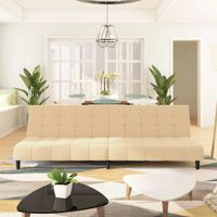 2-osobowa kanapa, kremowa, tapicerowana aksamitem