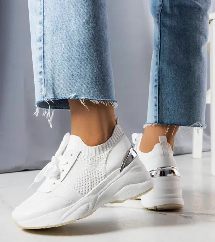 Białe sneakersy na koturnie Ann 37 na Arena.pl