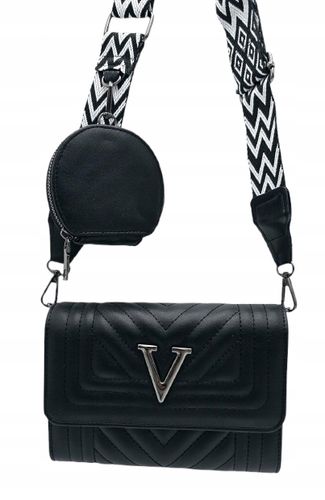 Victoria J. - torebka listonoszka przeszycia pasek BOHO czarny mat VJ-944 na Arena.pl