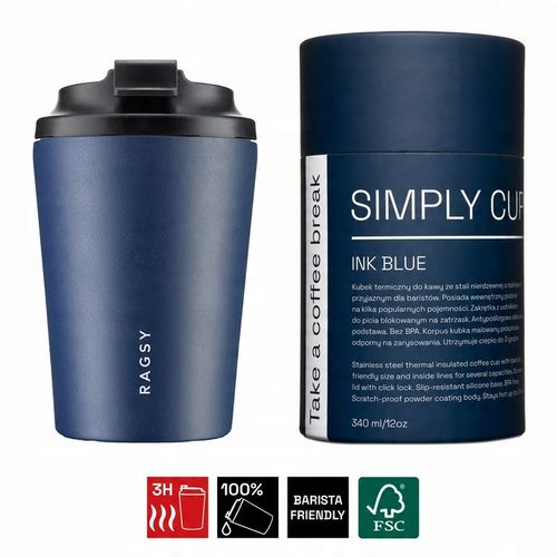 Kubek Termiczny ze stali nierdzewnej BPA FREE Simply Cup 340 ml - Ink Blue na Arena.pl