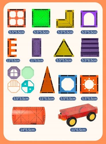 KLOCKI MAGNETYCZNE KONSTRUKCYJNE DUŻE PANELE EDUKACYJNE 3D DLA DZIECI 149EL na Arena.pl