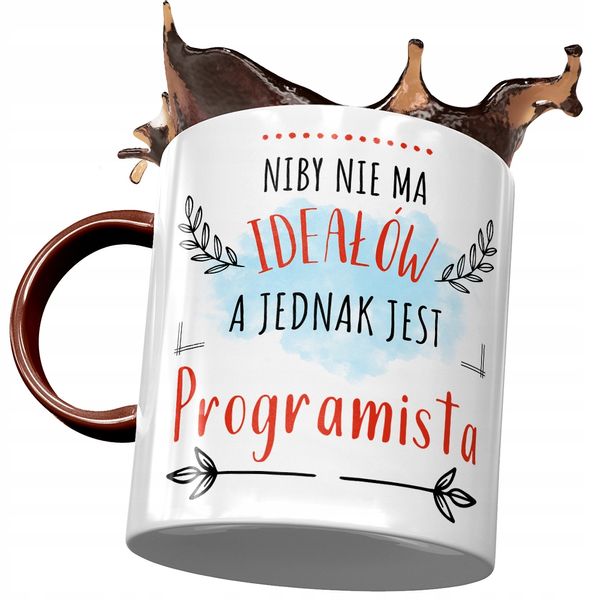 Kubek Bordowy Dla Programisty Niby Nie Ma Ideałów Z Nadrukiem Ze Zdjęciem zdjęcie 1