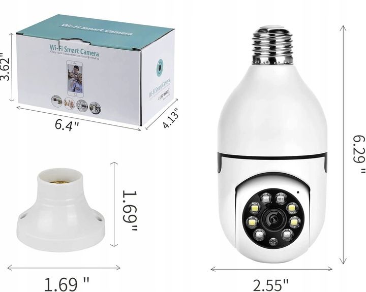 Mini Kamera WiFi w Żarówce Wewnętrzna Android Iphone Obrotowa Żarówka zdjęcie 12