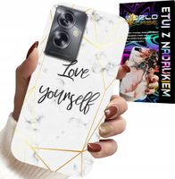 ETUI DO OPPO A79 5G - BIAŁY MARMUREK W ZŁOTE RAMKI LOVE YOU