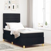 Łóżko Box Spring z Materacem Czarnym 100x200 cm Tkanina