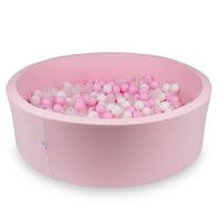 Suchy basen 130x40cm pudrowy róż z piłeczkami 700szt (jasnoróżowe, białe, przezroczyste, pudrowo różowe)