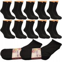 10x Skarpety Bezuciskowe damskie bawełniane czarne 35-38