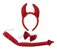 Zestaw diabełek czerwony satynowy (opaska, ogon, mucha)