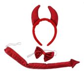 Zestaw diabełek czerwony satynowy (opaska, ogon, mucha)