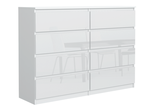 BIAŁA 140 KOMODA 8 SZUFLAD FRONTY WYSOKI POŁYSK na Arena.pl