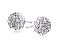 DELIKATNE SREBRNE KOLCZYKI WKRĘTKI BIAŁE KULKI SWAROVSKI 8MM SREBRO 925