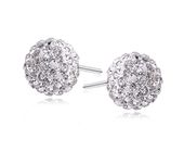 DELIKATNE SREBRNE KOLCZYKI WKRĘTKI BIAŁE KULKI SWAROVSKI 8MM SREBRO 925
