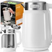 CZAJNIK ELEKTRYCZNY BEZPRZEWODOWY 2200W MOCNY BIAŁY STALOWY DUŻY 2,0L