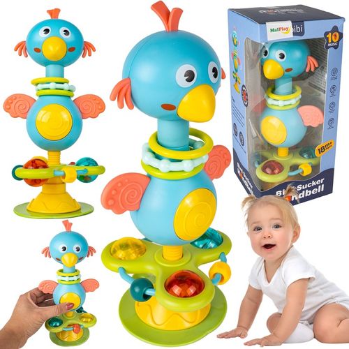 GRZECHOTKA PTAK ZABAWKA SENSORYCZNA WESOŁY PTASZEK Z PRZYSSAWKĄ NA BATERIE na Arena.pl