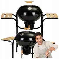 GRIL OGRODOWY WĘGLOWY DOMOWY NA BALKON TARAS Z POKRYWĄ NA KÓŁKACH