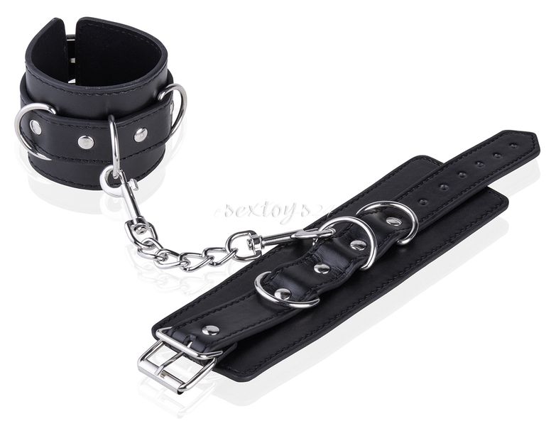 Czarne Mocne Skórzane Kajdanki Bdsm _ Regulowane zdjęcie 2