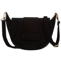 VERA PELLE torebka damska zamszowa mała listonoszka z paskiem V702 czarna