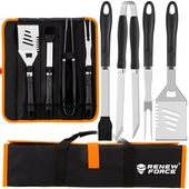 STALOWY Zestaw grillowy akcesoria przybory do grilla 4w1 +etui SUPER