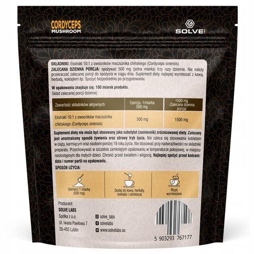 CORDYCEPS SINENSIS 10:1 EKSTRAKT 50G SOLVE LABS na Arena.pl