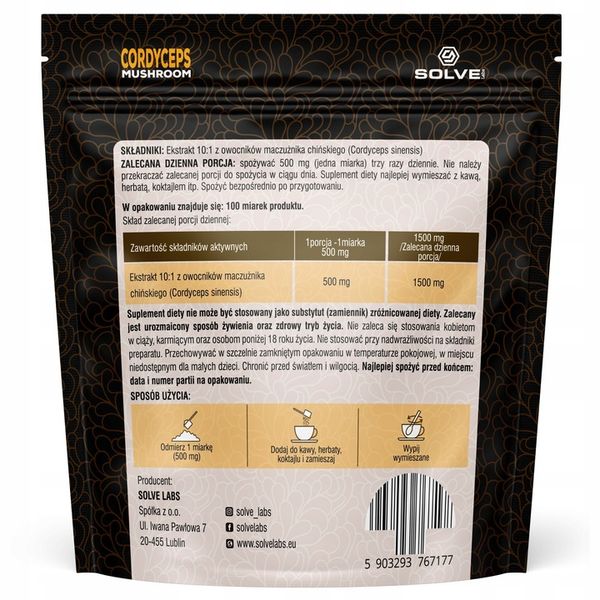 CORDYCEPS SINENSIS 10:1 EKSTRAKT 50G SOLVE LABS zdjęcie 2