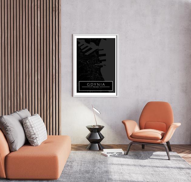 Gdynia mapa dark - plakat 70x100 cm zdjęcie 3