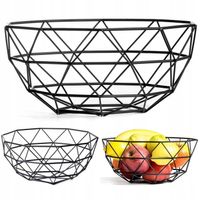 Koszyk GEOMETRYCZNY na owoce warzywa metalowy czarny kosz patera miska