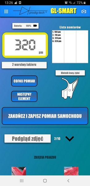 MIERNIK GRUBOŚCI LAKIERU TESTER ANDROID iOS ProdigTech GL-SMART-S zdjęcie 6