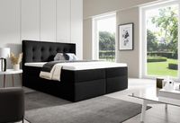 Stylowe łóżko kontynentalne z pojemnikiem na pościel do sypialni FOCUS czarne 160x200