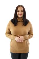 Sweter Golf z Kieszeniami Karmelowy UNI