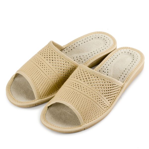 Modne klapki na lato beżowe zdjęcie 1