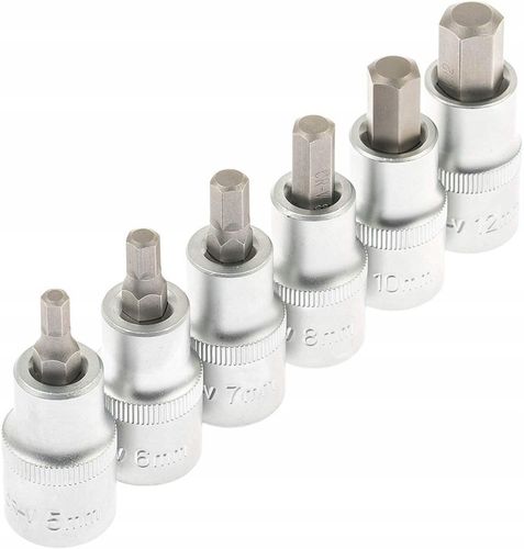 KLUCZE WPUSTOWE NASADOWE IMBUS HEX H5-H22 Z NASADKĄ 1/2' 12 SZT. NASADKI na Arena.pl