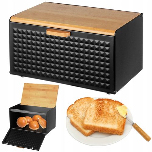CHLEBAK NA PIECZYWO BUŁKI CHLEB POJEMNIK POJEMNY CZARNY BAMBUS DO KUCHNI na Arena.pl