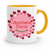 Kubek Żółty Prezent Dla Cioci Ukochana Ciocia Z Nadrukiem Ze Zdjęciem