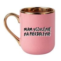 KUBEK "MAM UCZULENIE NA PIERDOLENIE" Wzór - Elegant Różowo-Złoty 330 ml