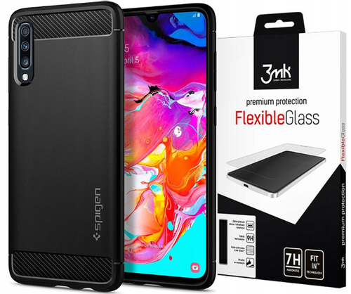 SPIGEN RUGGED ARMOR ETUI DO GALAXY A70 +SZKŁO 3MK na Arena.pl