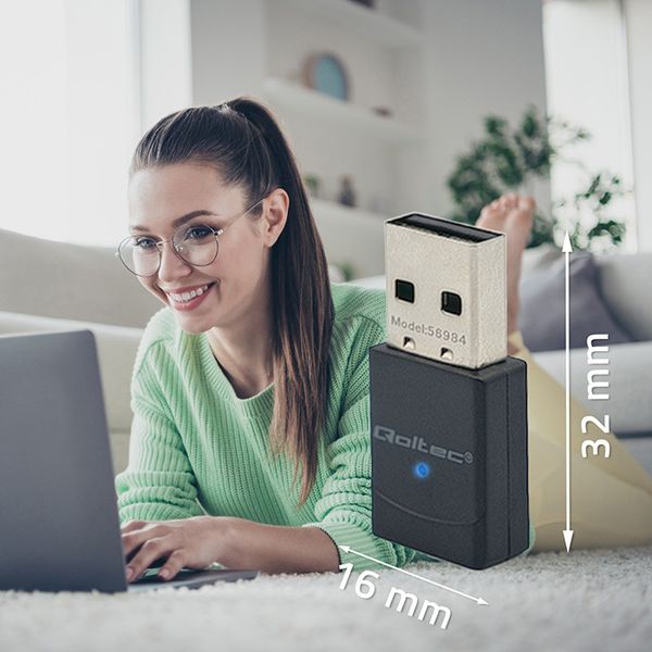 Qoltec Mini Adapter WiFi 6 AX 900Mbps USB Bluetooth 5.4 zdjęcie 6