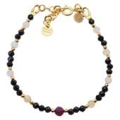 Bransoletka mix - Turmalin, cytryn, kwarc różowy, rubin i srebro złocone