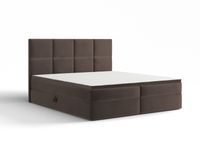ŁÓŻKO TAPICEROWANE kontynentalne BARO 200x200 brązowy + MATERAC NAKŁADKA