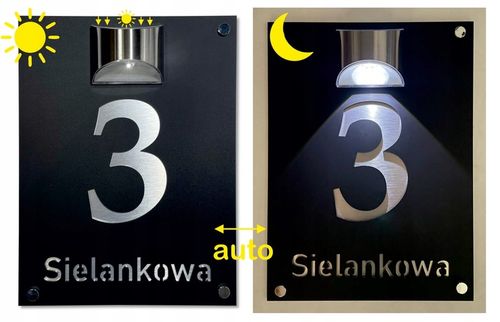 Tabliczka z numerem domu podświetlana solarna 30x40 Tablica Numer Domu na Arena.pl