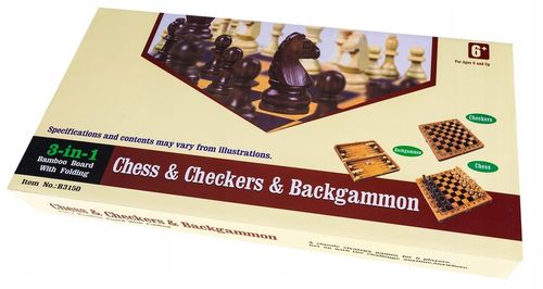 Gra Szachy Warcaby Backgammon 3W1 Drewniane Klasyczne Duże Tryktrak na Arena.pl