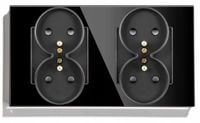 KONTAKT GNIAZDKO ELEKTRYCZNE Z BOLCEM SZKLANE ⌀60 PODWÓJNE 4 GNIAZDA CZARNY