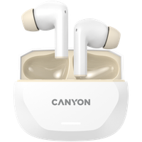CANYON Słuchawki dokanałowe HEXAGON 7 TWS ANC+ENC  Qi Biało - Beżowe