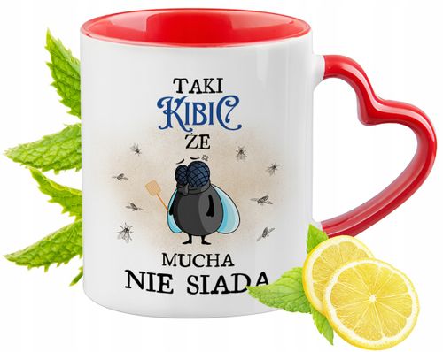 Kubek Dla Kibica Czerwony Z Uszkiem W Kształcie Serca Na Prezent na Arena.pl