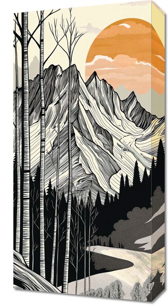 Obraz 30x60cm Drzeworys Górski zdjęcie 1