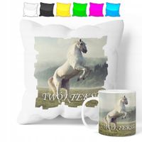 ZESTAW: KUBEK + POSZEWKA - KOŃ KONIE KUCYK - PREZENT WIELE WZORÓW + IMIĘ