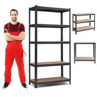 Magazynowy regał metalowy garażowy 180 cm 5 półek kolor czarny piwnica 2w1