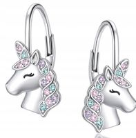 Kolczyki srebrne jednorożce dla dziewczynki dla dzieci angielskie srebro