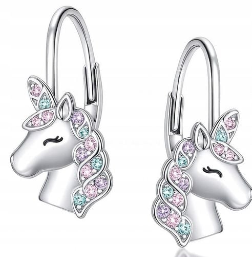Kolczyki srebrne jednorożce dla dziewczynki dla dzieci angielskie srebro na Arena.pl