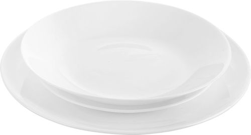 SERWIS OBIADOWY BIAŁE SZKŁO ZESTAW TALERZY BIAŁY NA 6 OSÓB WZÓR SONIA na Arena.pl